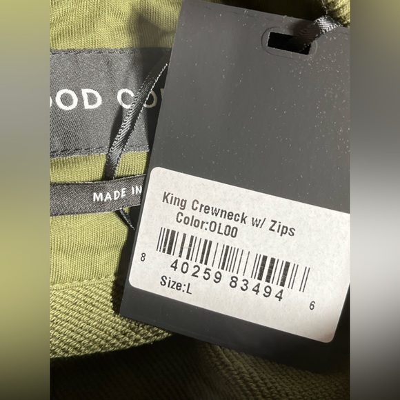 NWT Good Counsel King Crewneck Sweatshirt with Zips in Olive Green - Size L - Picture 4 of 5